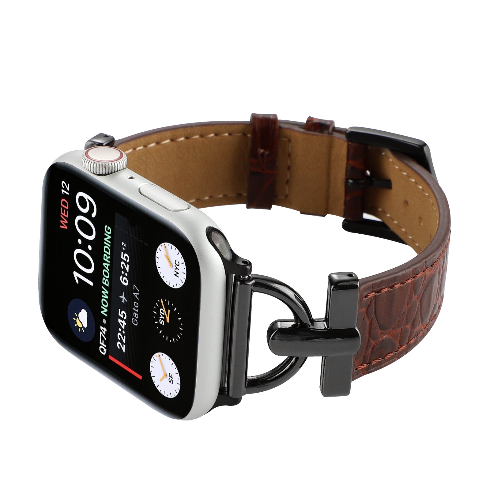 For Apple Watch Ultra Ultra 2 49mm Series 9 8 7 45mm 6 5 4 SE SE (2022) (2023) 44mm 3 2 1 42mm Genuine Leather Watch Strap Crocodile Texture D-Ring Band For Apple Watch Ultra Ultra 2 49mm Series 9 8 7 45mm 6 5 4 SE SE (2022) (2023) 44mm 3 2 1 42mm Genuine Leather Watch Strap Crocodile Texture D-Ring Band